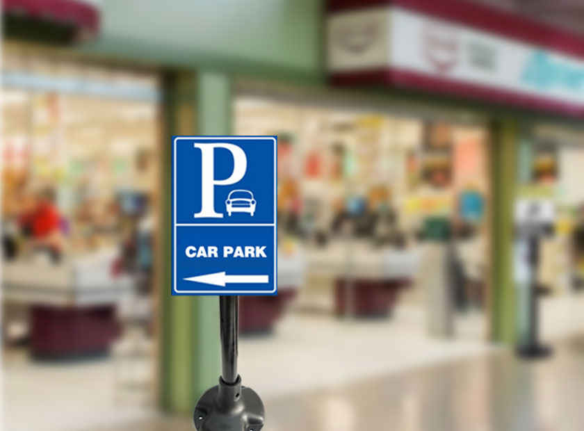 Heavy Duty Cast Iron Parking Signs Stand used in shopping mall.