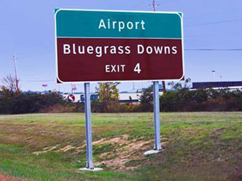 square sign post for airport